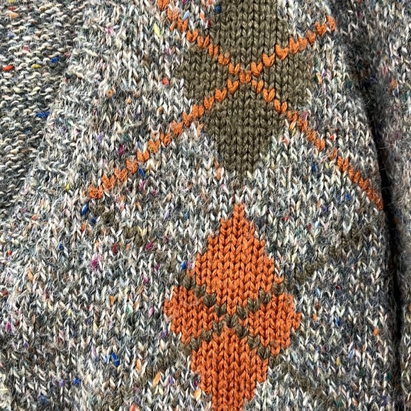 One Step Ahead Wool Knitted Cardigan V Neck Grey Green Orange M - Picture 5 of 10